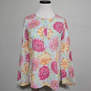 Vintage 2003 Tommy Hilfiger 100% Cotton Floral Tunic Blouse 6 Y2K Cottagecore